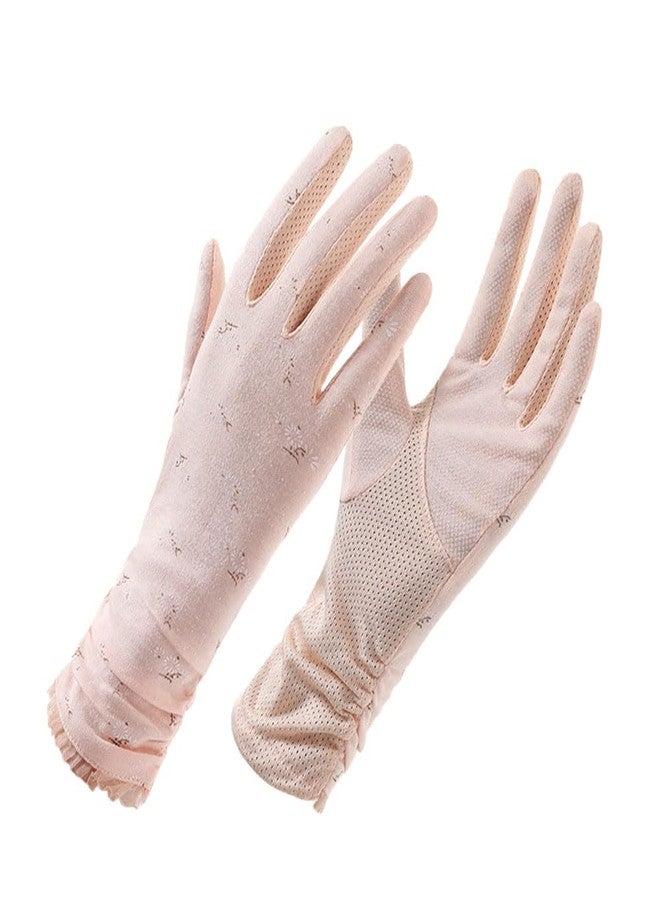 Wnddle Women Driving Gloves, Women UV Sun Protection Gloves, Touch Screen Non Slip Thin Breathable Lace Glove, for Driving, Outdoor Cycling (Pink) - Image 1